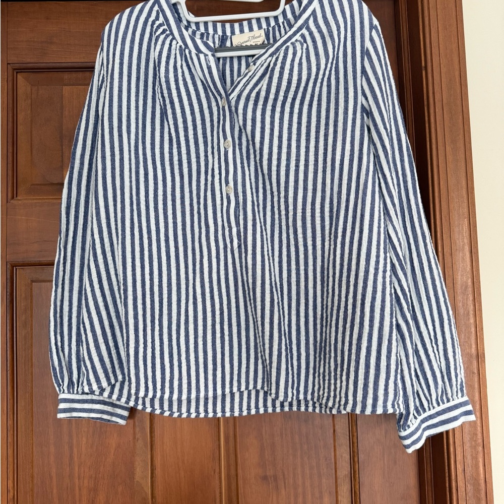 Universal Thread Navy and White Striped Top